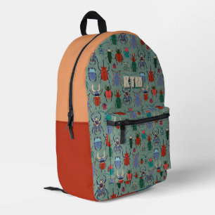 Sage Green Colourful Beetle Bug Personalized Printed Backpack