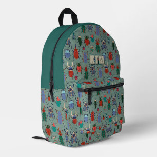 Sage Green Colourful Beetle Bug Personalized Printed Backpack