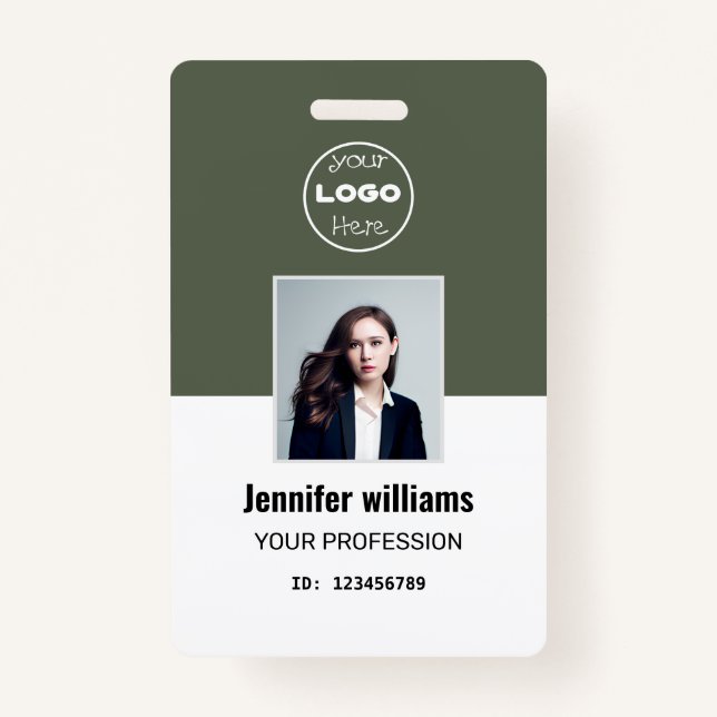 Sage Green Company Employee Photo ID Badge (Front)