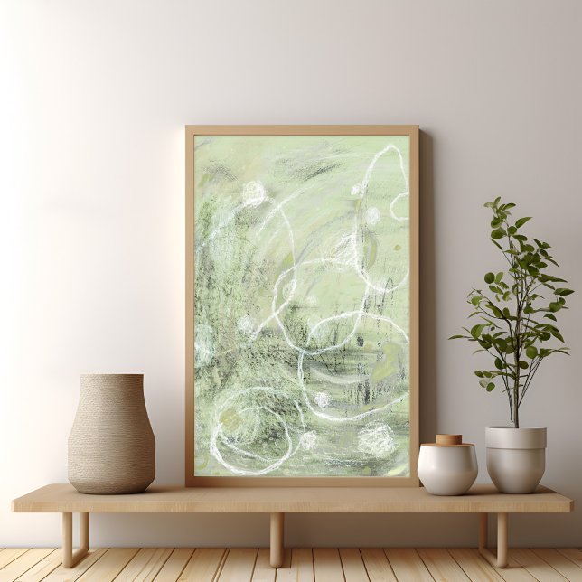 Sage Green Contemporary Abstract art Poster (Creator Uploaded)