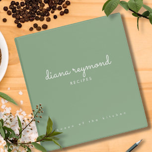 Sage Green Cookbook Recipe Cooking Binder