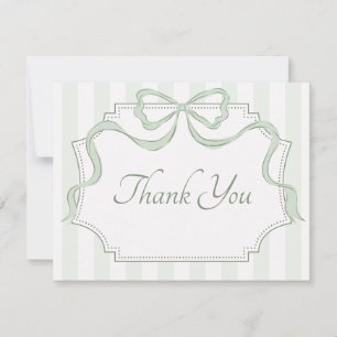 Sage Green Coquette Bow Bridal Shower Thank You Card