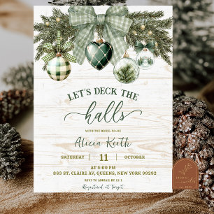 Sage Green Coquette Rustic Winter Bridal Shower Invitation