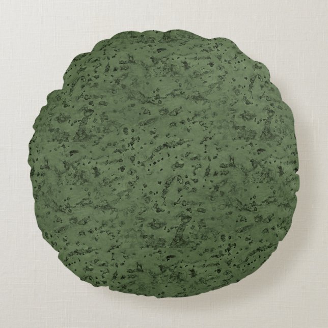 Sage Green Cork Look Wood Grain Round Pillow (Front)