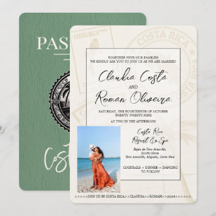 Sage Green Costa Rica Passeport Faire-part de mari