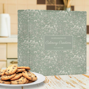 Sage Green Country Floral Recipe Binder