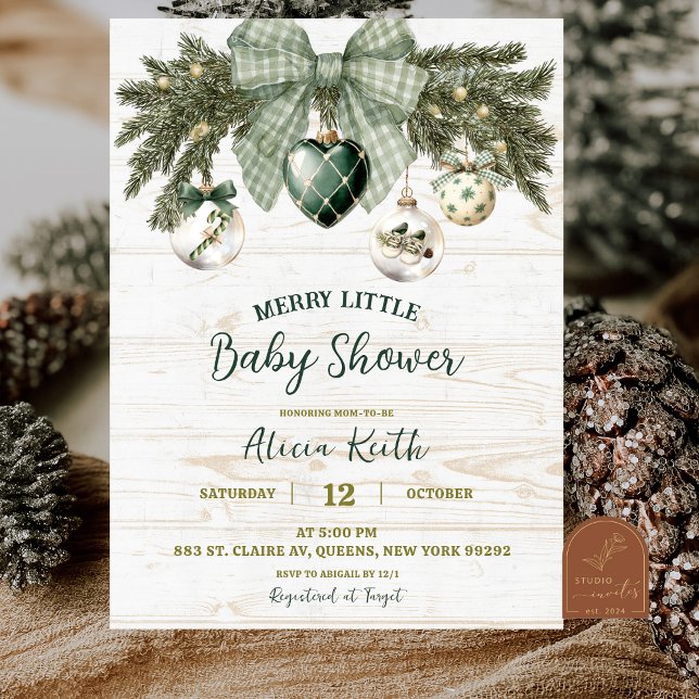 Sage Green Country Rustic Winter Baby Shower Invitation (Creator Uploaded)