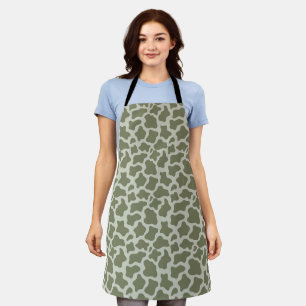 Sage Green Cow Print Apron