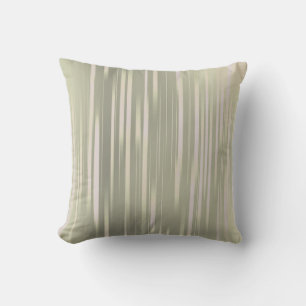 Sage Green & Cream Stripes Throw Pillow