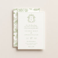 Sage Green Crest Monogram Wedding
