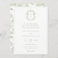 Sage Green Crest Monogram Wedding