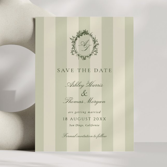 Sage Green Crest Wedding Save The Date (Creator Uploaded)
