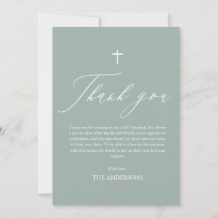 Sage Green Cross Boy Photo Carte de remerciements 