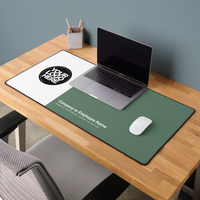 Sage Green | Custom Business Logo Name, Slogan Desk Mat (Office 2)
