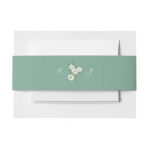 Sage Green Custom Initial Wedding Belly Band Invitation Belly Band