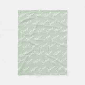 Sage Green Custom Kids Name Repeat Fleece Blanket