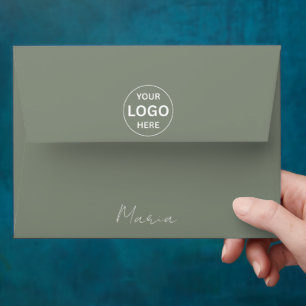 Sage Green Custom Logo Personalized Envelope