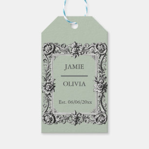 sage green Custom Victorian Scroll Frame – wedding Gift Tags