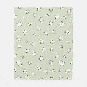 Sage Green Cute Aesthetic Stars Pattern Fleece Blanket