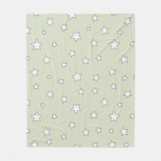 Sage Green Cute Aesthetic Stars Pattern Fleece Blanket