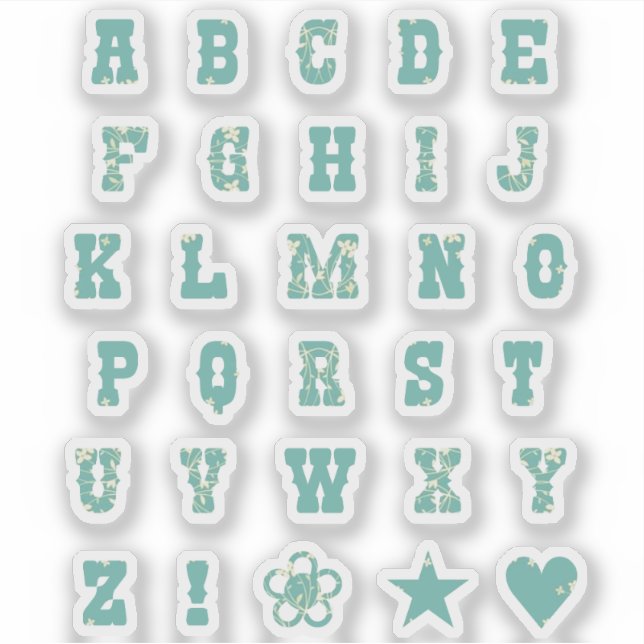 Sage Green Dainty Floral Monogram Alphabet Letters (Front)