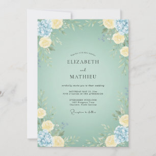 Sage Green Dainty Spring Wedding Invitation