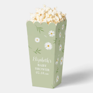Sage Green Daisies Gender Neutral Baby Shower Favor Box