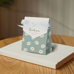 Sage Green Daisy Pattern   Favor Box