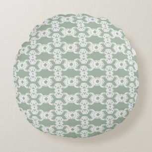 Sage Green Damask Round Pillow
