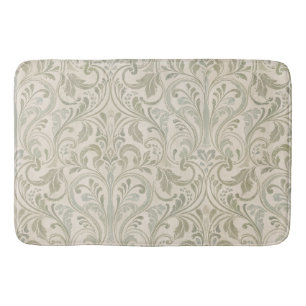 Sage Green Damask Scroll Bath Mat
