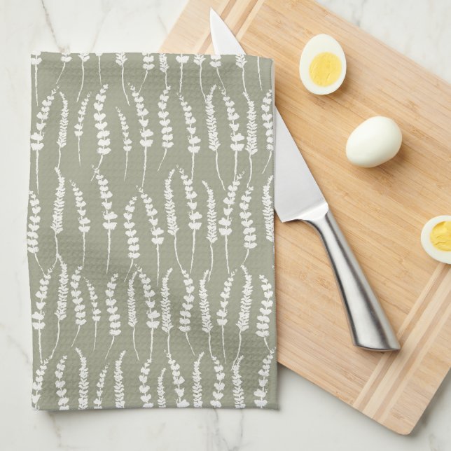 Sage Green Decor with Fern Print Kitchen Towel (Quarter Fold)