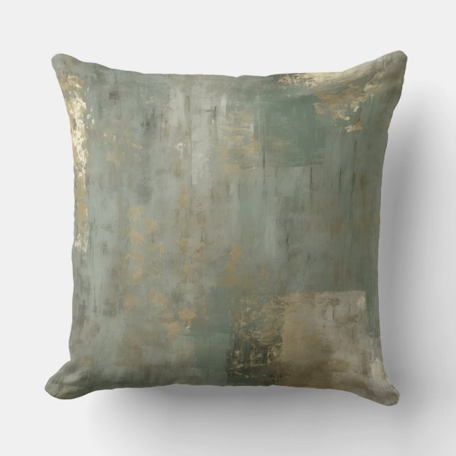 Sage Green Decorative Pillow with Abstract Design (Front)