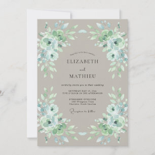 Sage Green Delicate Blossom Wedding Invitation