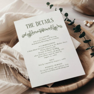 Sage Green Details Reception Information Wedding Enclosure Card