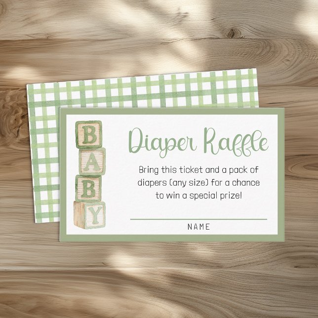 Sage Green Diaper Raffle Card | Baby Shower Insert (Diaper Raffle Card)