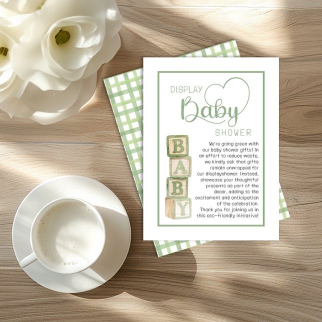 Sage Green Display Shower Card | Unwrapped Gifts  (Display Baby Shower)