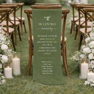 Sage Green Dove In Loving Memory Wedding Memorial Short Table Runner
