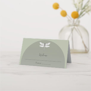 Sage Green Dragonfly Wedding Place Card