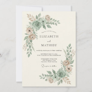Sage Green Dreamy Blossom Wedding Invitation