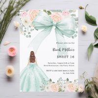 Sage green dress bow pink florals Sweet 16