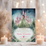Sage Green Dress Forest Pink Castle 16 Quinceañera Invitation<br><div class="desc">Sage Green Dress Forest Pink Castle 16 Quinceañera Invitation
Pink Floral Greenery Forest Navy Blue Sky
Mis Quince 15 Anos,  16th Birthday</div>