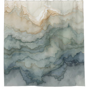 Sage Green Dusty Blue Beige Abstract Waves