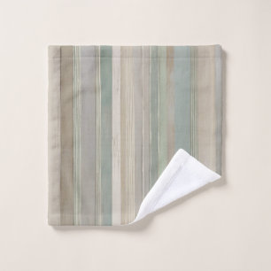 Sage Green Dusty Blue Taupe Gray Farmhouse Stripe Bath Towel Set