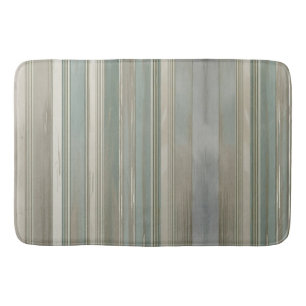 Sage Green Dusty Blue Taupe Grey Farmhouse Stripe Bath Mat