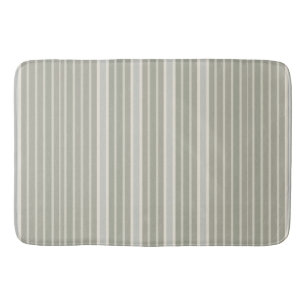 Sage Green Dusty Blue Taupe Grey Farmhouse Stripe Bath Mat