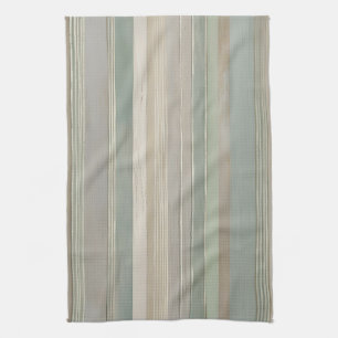 Sage Green Dusty Blue Taupe Grey Farmhouse Stripe Kitchen Towel