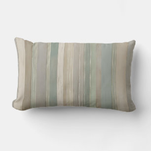 Sage Green Dusty Blue Taupe Grey Farmhouse Stripe Lumbar Pillow