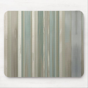 Sage Green Dusty Blue Taupe Grey Farmhouse Stripe  Mouse Pad