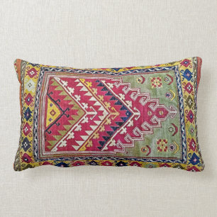 Sage Green Dusty Rose Oriental Prayer Rug Design Lumbar Pillow
