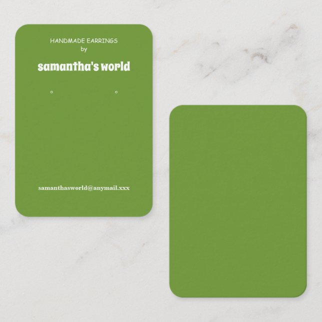 Sage Green Earring Display  Business Card (Front/Back)